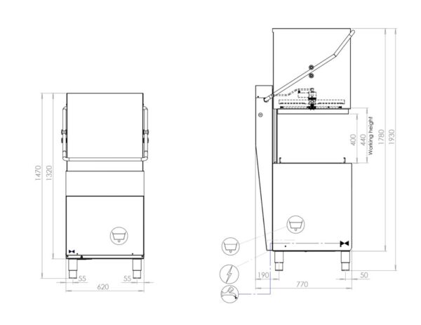 Lave-vaisselle à capot gastro Swiss Edition 500×500 – 400 V – Service et installation en option – Image 2