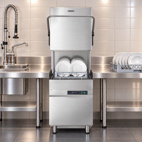 Aristarco PEG 50.42 Lavastoviglie a capotta – 500 × 500 mm – con dosatori e pompa di scarico – 400 V