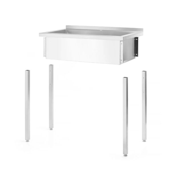 Tisch mit Einzelwaschwanne, ohne Splashback – verschraubt, Tiefe 600 mm – Bild 4