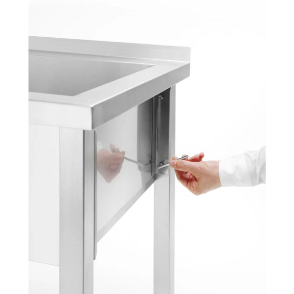 Tisch mit Einzelwaschwanne, ohne Splashback – verschraubt, Tiefe 600 mm – Bild 2