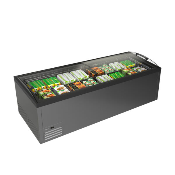 Framec - Verglaste Insel mit gebogenem Schiebeglas SARDINIA 250 A