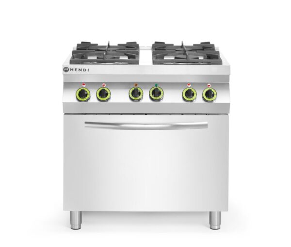 HENDI Cuisinière à gaz 4 feux avec four à convection GN 1/1
