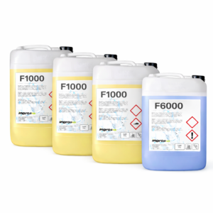 Set detergente lavastoviglie professionale per ristorazione (3x25kg + 1x20kg) – 3 x detergente F1000 + 1 x brillantante F6000