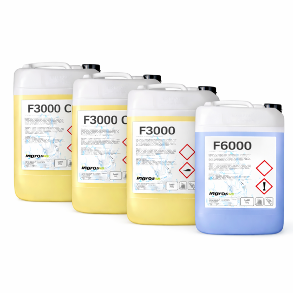 Set detergente lavastoviglie professionale per ristorazione (3x25kg + 1x20kg) – 3 x detergente F3000 CL + 1 x brillantante F6000