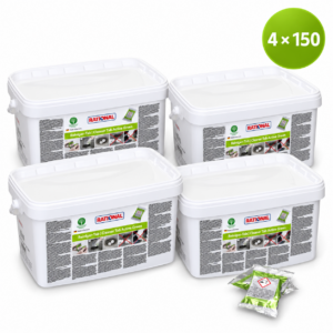 Kit mit 4 Eimern RATIONAL Active Green Reiniger-Tabs à 150 Stück – insgesamt 600 Reinigungstabletten